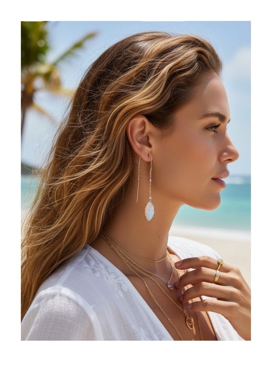 Jules Smith Jewelry - new Jules Smith ꧁ 14K Gold Plated Opal + Cubic Zirconia CZ Threader Earrings ꧂
